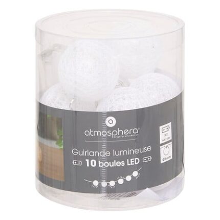 GUIRNALDA LED DE PILAS 10 BOLAS DIAM. 6 CM BLANCO