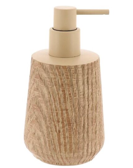 DISPENSADOR DE JABÓN DE POLIRESINA EFECTO MADERA NATURAL DE 350 ML
